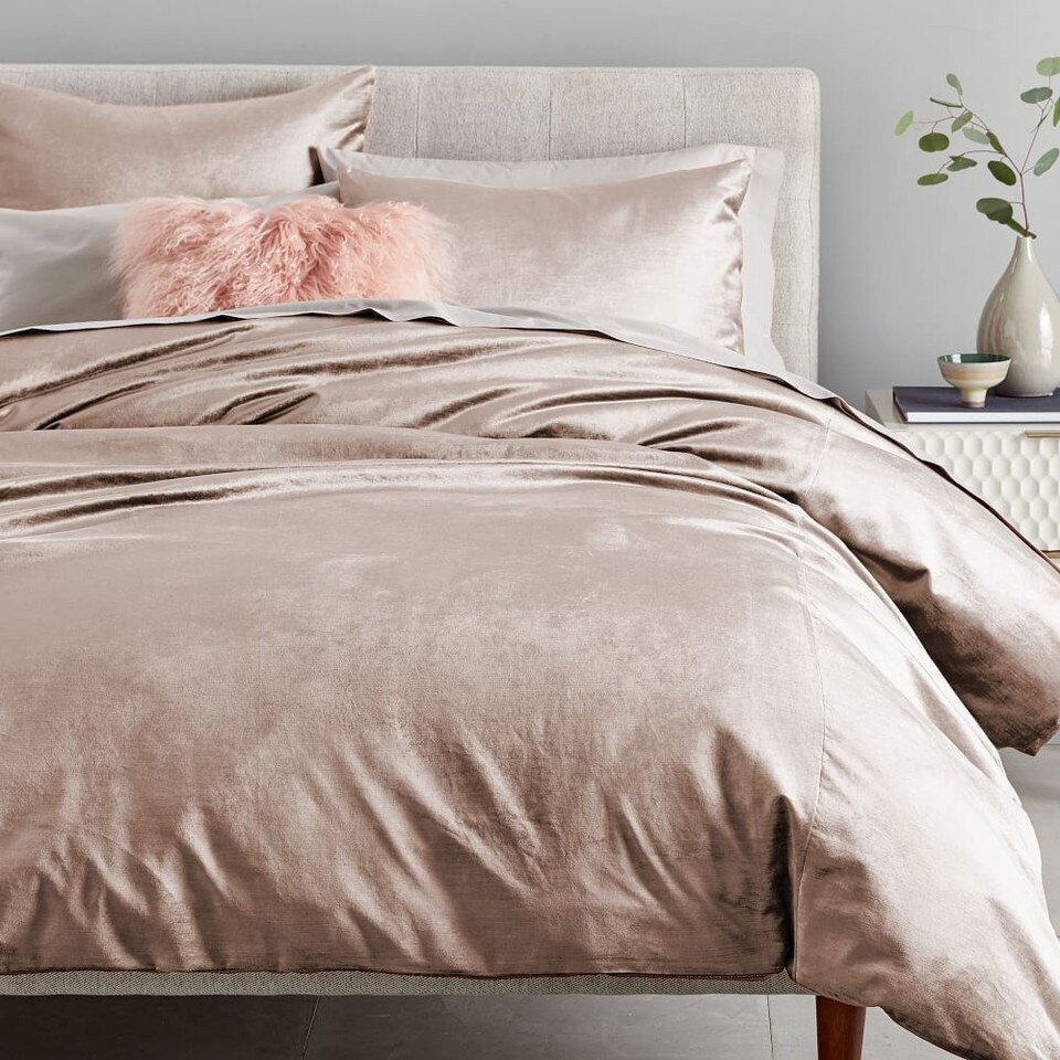 Washed Cotton Lustre Velvet Quilt Cover & Pillowcases West Elm Australia